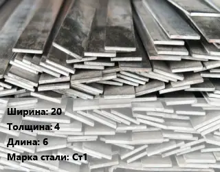 Полоса стальная 20х4 L=6 Сталь: Ст1